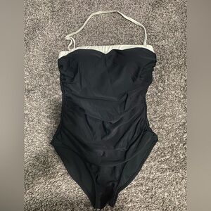 Black and white one piece baiting suit